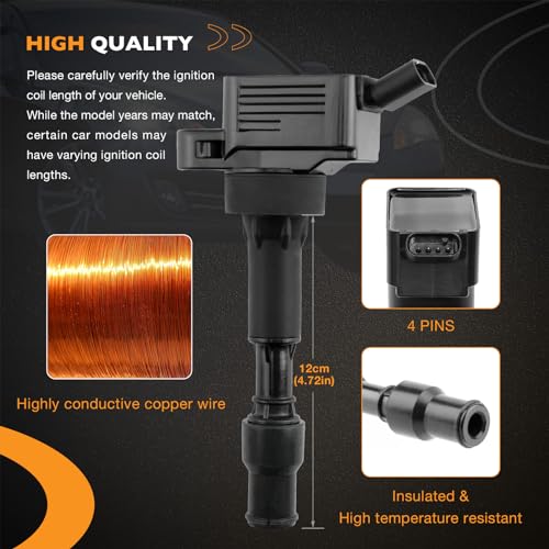 27300-2E601 Ignition Coil Packs (4 Pcs), Compatible with 2015-2020 Kia Forte/Optima, Hyundai Elantra/Kona/Sonata 2.0L & More Replaces# UF816 by HQPASFY - Image 3