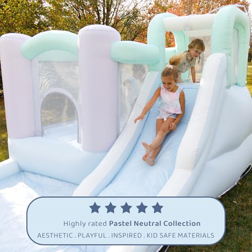 Bounceland Splash Zone Dream Wet or Dry Bounce House Water Slide, 11.5ftL x 9ftW x 6ftH, Pastel Color, Spacious Bounce Area, Splash Pool, Climbing Wall, Blower Included, Trendy Kids Outdoor Play by Bounceland - Image 4