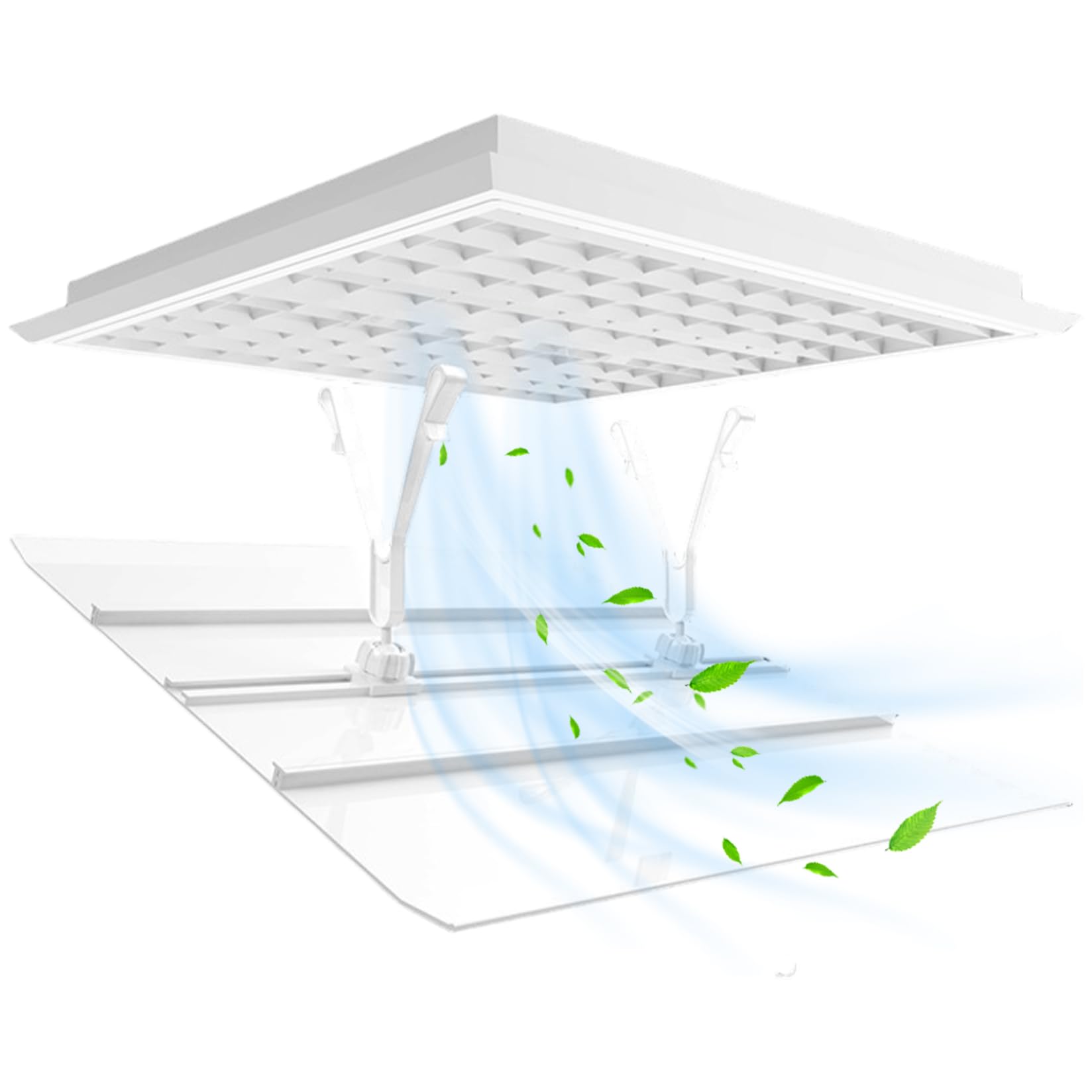 Perodlly Air Conditioner Deflector for Ceiling, 12" Square Adjustable Height Ac Vent Deflector, Anti-Condensation Water Air Vent Wind Baffle with Bracket for Home Office.