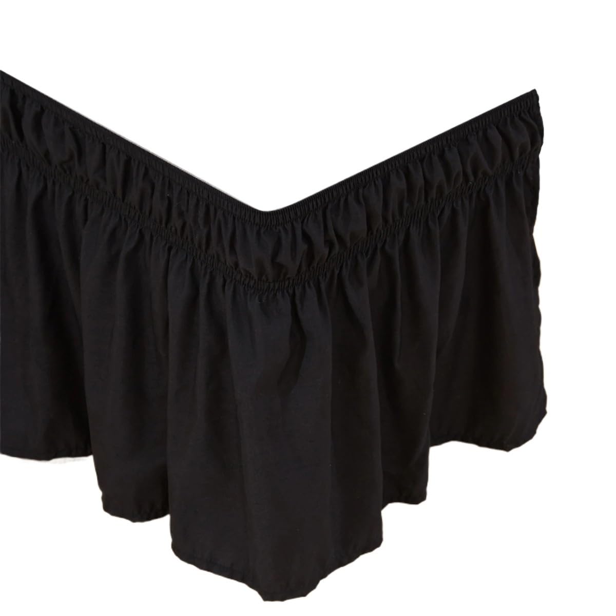 UDHSNJZG Bed Skirt Bed Skirt Wrap Around Elastic Skirts Ruffles Dust Ruffled Pastoral Solid Color Twin/Full/Queen/King 15 Inch(Black,198 * 203+38cm)