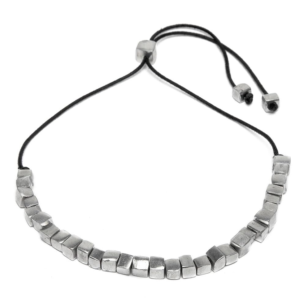 Collana Vestopazzo filo con Cubi in alluminio 100% riciclato | girocollo | lunghezza regolabile | nickel tested | lavorazione artigianale