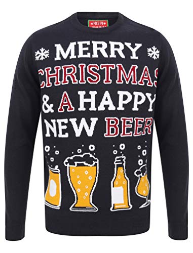 Tokyo Laundry Jersey de Navidad para hombre, Happy New Beer Ink, S
