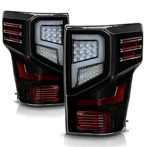 [OLED Tube] For 2016-2021 Nissan Titan/XD Incandescent Model Neon Glow Light Bar LED Tail Light Brake Lamp Replacement, Black Housing, Driver & Passenger Side