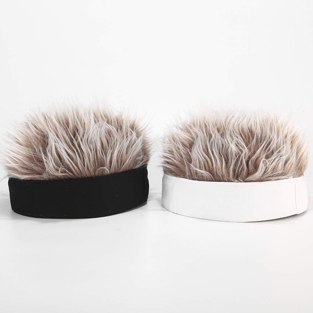 YEKEYI Novelty Hair Visor Cap Adjustable Baseball Hat Wig Spiked Hairs Unisex Cycling Bike Bicycle Cap Fake Hair Wig Visor Black Coffee