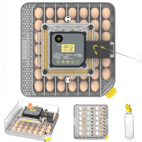 HOWOOlUA 48 Egg Incubator with Auto Temp & Humidity Control - Smart Digital Egg Hatcher Machine with Auto Egg Turner, LED Candler, Adjustable Trays & 360° Clear View for Chicken Duck Quail Goose Eggs