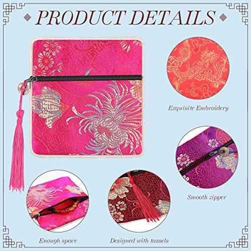 Leifide 30 Pcs Jewelry Silk Purse Pouch Chinese Silk Brocade Coin Purse Zipper Jewelry Bag Gift Pouch With Tassel Small Chinese Embroidered Organizers Pocket For Women Girls Necklace Earring Bracelet #TOP2