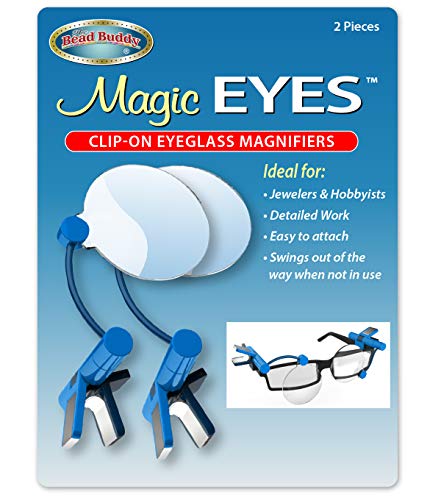 Magic Eyes Clip-On Eye Glass Magnifier - Easy to Attach and Swing Out - Perfect for Detailed Craft Work, Jewelers, Hobbyists and Inspecting Very Small Objects or Markings- (2 Pieces)