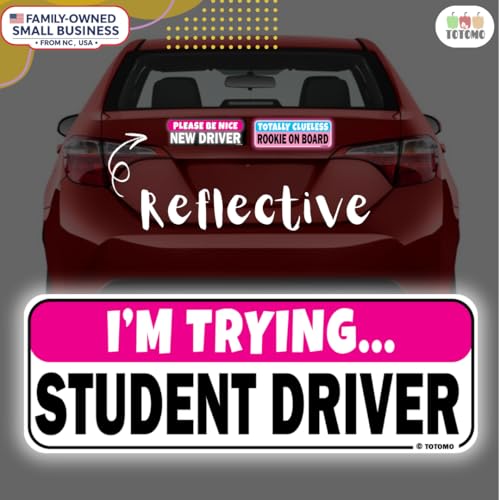 Image of Student Driver Magnet for Car Magnetic Reflective Vehicle Safety Sign for New Rookie Learner Drivers Removable Bumper Sticker Please Be Patient (3 Magnet Set)