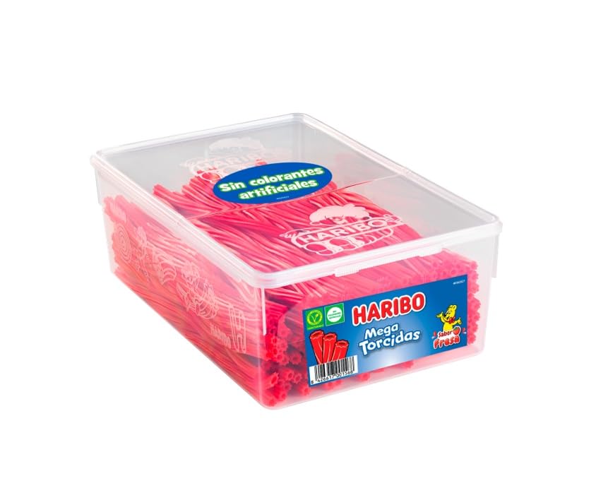 HARIBO MEGA TORCIDAS ROJAS tarro de 200 unidades