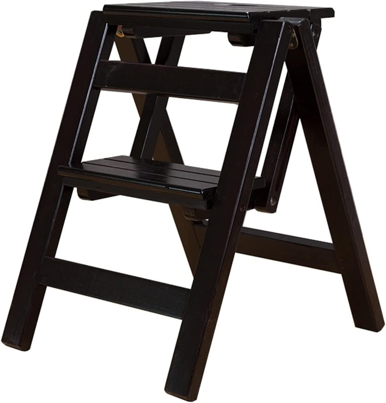 Taburete Escalonado de Madera Silla de Escalera Plegable de 2 escalones, Silla Antideslizante para escaleras Estante Plegable Taburetes pequeños Banco de Zapatos multifunción/Estante de FL