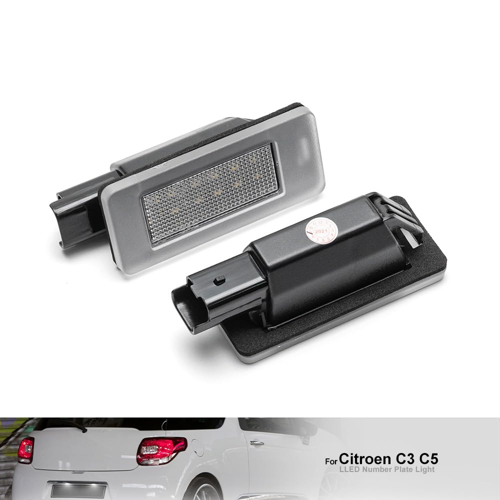 TECTICO LED Kentekenplaatverlichting Canbus SMD 6000K Xenon Wit Auto Kentekenplaat Nummerplaat Licht Compatibel met Peugeot 106 207 307 308 406 407 408 C2 C3 C4 C6 C8, 2 Stuks