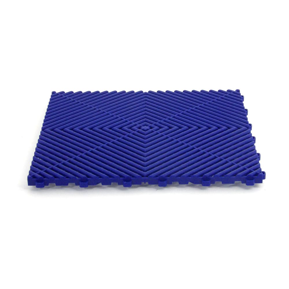 Lot de 25 dalles de sol clipsables - BLEU FONCE - (4m²) pour garage, cellier, atelier, abris de jardin. Effet Damier 40x40cm, ép.1,8cm, Marque CLIC & dalle, série CLASSIC, Intérieur-Extérieur.