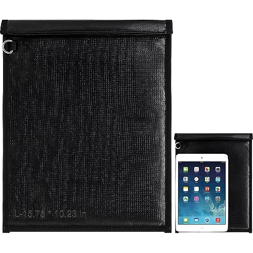 AtfArt Faraday Bag for Car Keys Anti Theft Fob Protector Fireproof Waterproof Document Bag for Tablets Faraday Bags Signal Lsolating Bag for Notebooks Phones Important Documents(L-15.7 * 10.2 in)