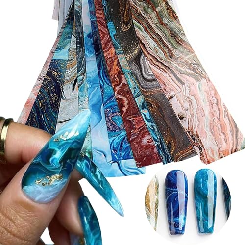 MOLILON Mable Nail Foil Holographic Nails Foils Transfer Foil for Nails Starry Sky Star Nail Wraps Design Stickers Decals for Manicure DIY Decoration - 10 Sheets