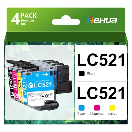Cartuchos de Impresora LC521 Compatibles para Brother LC521 Juego de Cartuchos 521 Tinta LC 521 LC521VAL para Brother DCP J1310DW DCP J1360DW DCP J1460DW DCP J1313DW DCP J1260W 521BK, 521C, 521M, 521Y