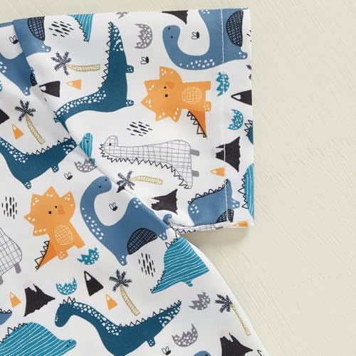 Image of Owl's-Yard Baby Boy Easter Outfits Rabbit Carrot Short Sleeve Button Down Shirts and Solid Color Shorts 2 Pcs Summer Set