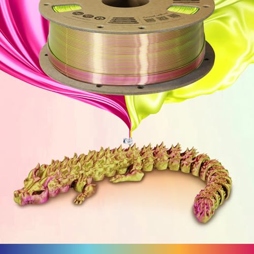 Image of OVERTURE Silk PLA 1.75mm Dual Color Filament, Clog-Free Shiny 3D Printer Filament, 1kg Spool(2.2lbs), Dimensional Accuracy + /- 0.03 mm, Fit Most FDM Printer(Silk Green-Magenta)
