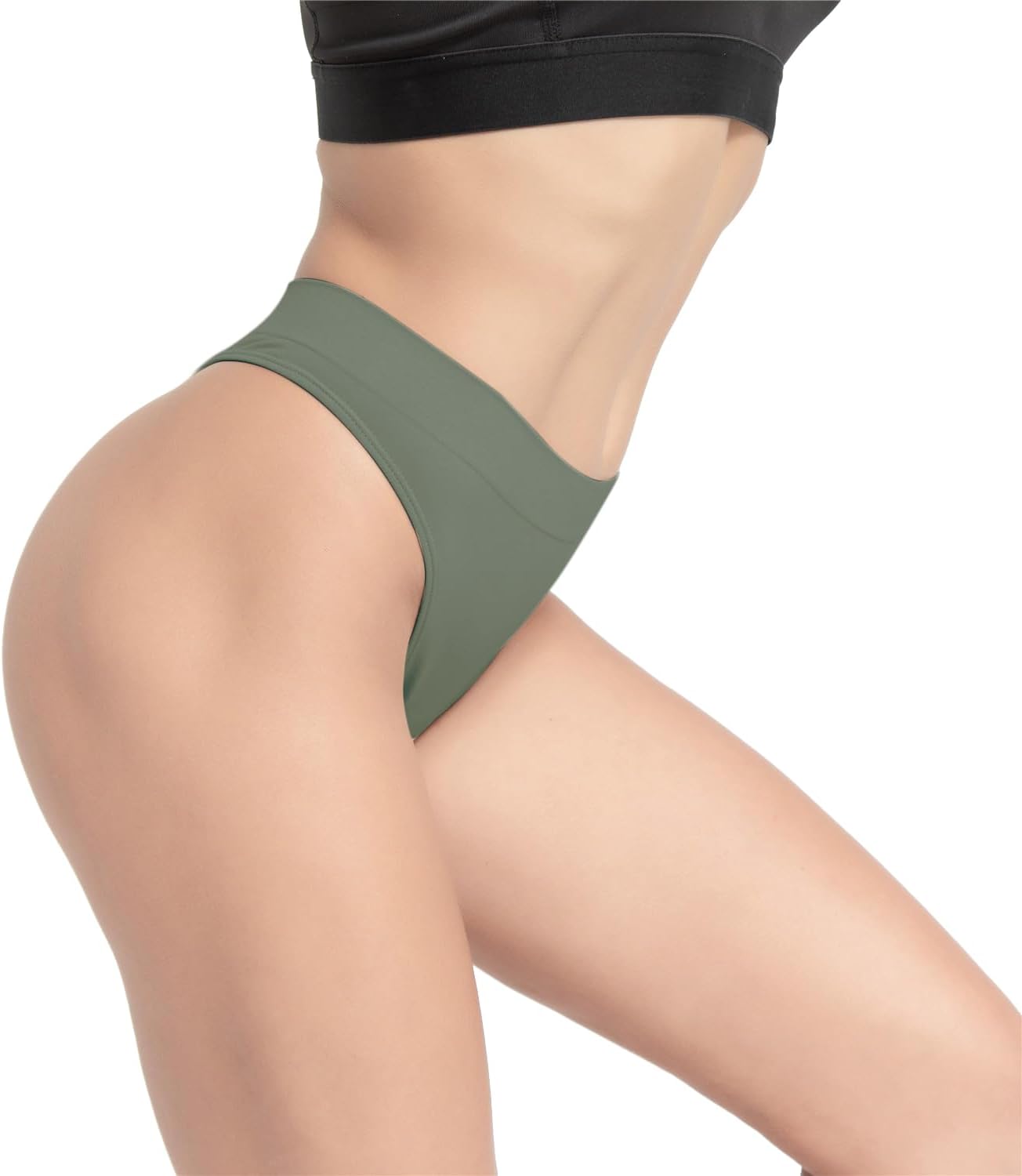 GRANKEE Women's High Waisted Breathable Seamless Thong Panties,No Show Workout Underwear,Comfortable Cotton Crotch,6 Pack - Image 2