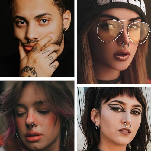 ONESING 30Pcs Septum Pincher Tapers 16G-6G Acrylic Stainless Steel Septum Stretching Kit Internally Threaded Spike Horseshoe Pincher Septum Rings Ear Cartilage Nose Stretch Kit for Women Men3