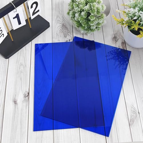 Image of Translucent Blue Acrylic Sheets 8 * 12 inch 1 /8 inch Thick (2.8~3mm) Red Transparent Cast Acrylic Plexiglass Board for Sign, DIY Project, Laser Cutting, Wedding, Craft, Picture Frame, Engraving(2 Pieces)