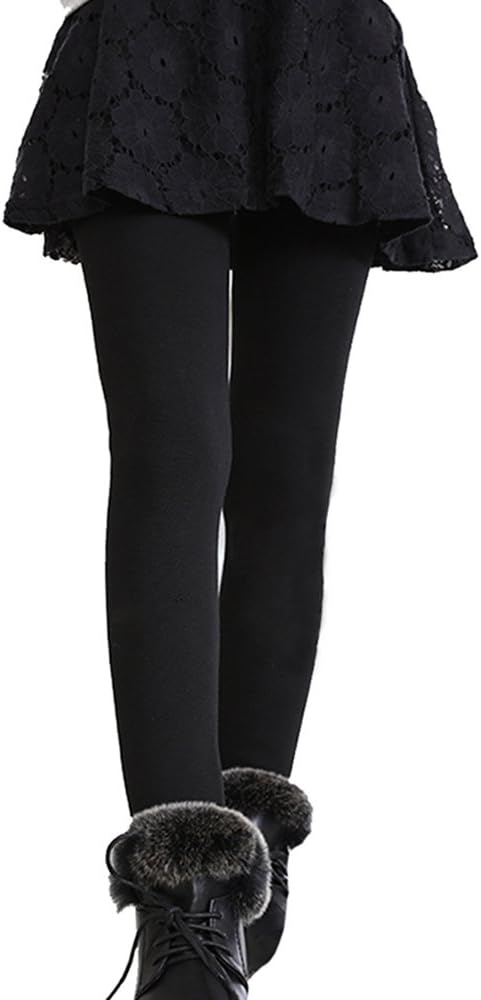 Girls Leggings Winter Warm Fleece Lined Elastic Waist Kids Tights Pants