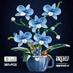 Blue Orchid Flower Building Set for Adults, Coffee Cup Orchid Botanical Collection Plant Building Kit, Home and Office Decor Gift for Christmas, Valentines, Birthday, 567PCS