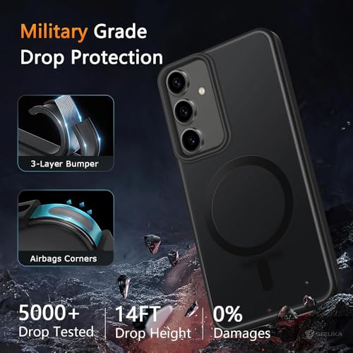 Image of SIZUKA Samsung S24 FE Magsafe Hard Back Case | Matte Design & 360 Protection | Military-Grade Samsung S24 FE Cover | Strong Magnet Back - Black