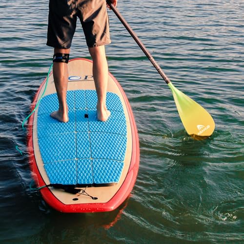 Abahub 3teilig Carbon SUP Paddel mit Paddeltasche Stand Up Teleskoppaddel 170-218cm Karbonschaft+Kunststoffblatt für SUP Board Surfboard Grün-Gelb-Verlauf