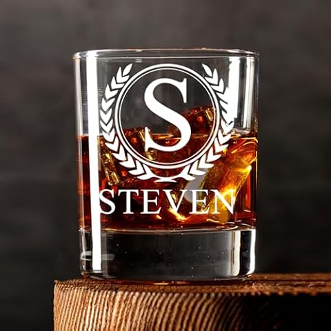 Kotagi Personalized Whiskey Glass Gift - Custom Engraved Whiskey Glass For Men, Gift for Dad, Fathers Day, Birthday Gift, Option Custom Slate Coaster Cover