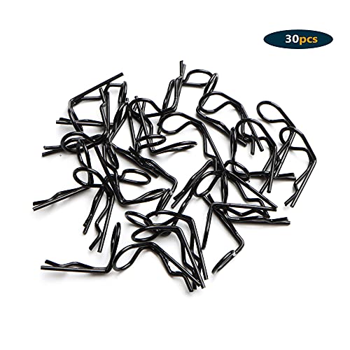 Gdool 30-Pack 90-Degree Angle Body Clips Bent Springy Pins For All 1/10 Scale Model Car Truck Crawler Truck(Black) #TOP5