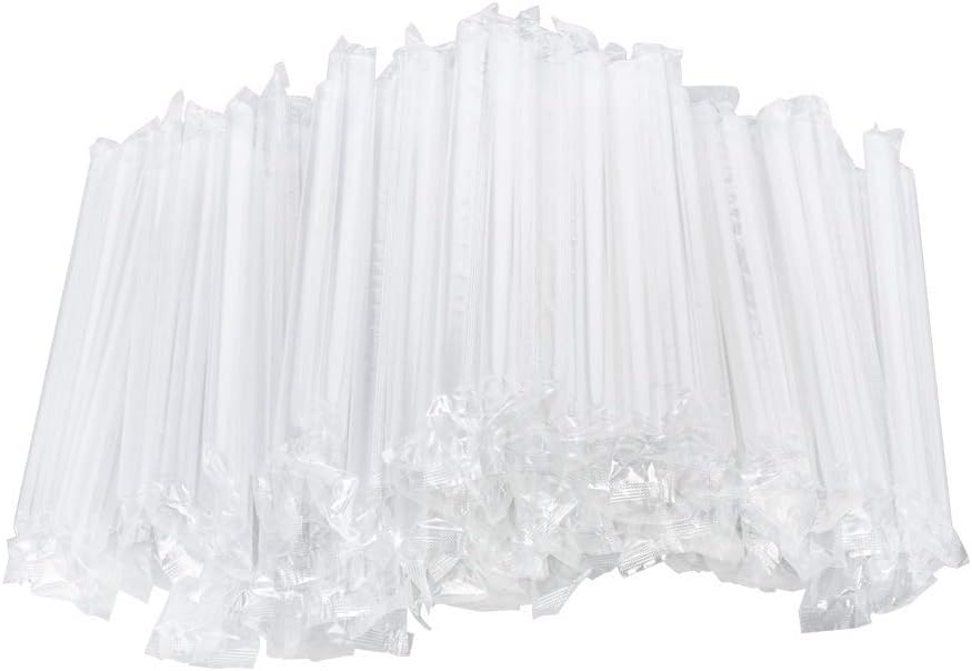 OTOR Jumbo Plastic Drinking Straws Individually Wrapped, Smoothie Boba Straws Extra Wide Clear, 8.7 Inch Long, Pack of 100