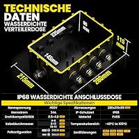 PEBA Abzweigdose IP68, Erdkabel Klemmdose Verbindungsdose, Übergroße 9 Wege Junction Box, Klemmkasten, Wasserdichte Kabelverbinder, Aufputz Verteilerdose Außen Wasserdicht, für 4-14 mm Kabel, Schwarz – Ansicht 5