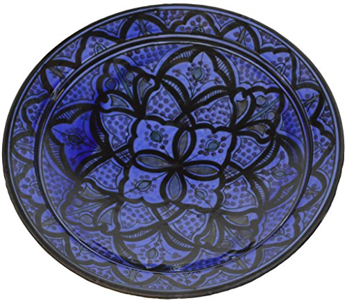 FYSSHUO Ceramic Plates Moroccan Handmade Serving, Wall Hanging, Exquisite Colors Decorative 14 Inch Dinner Plates