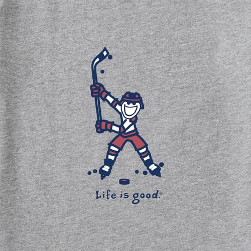Life is Good. Men's Jake Hockey Swing Long Sleeve Crusher Tee, Heather Gray2