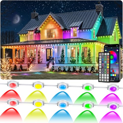 CETELUMA 300FT Permanent Outdoor RGB Lights, IP67 Waterproof Smart Eave Lighting, with App/Remote Control Eaves Light, DIY LED Scenes Modes for House Roof Decor,Christmas,Party,All Holiday and Daily