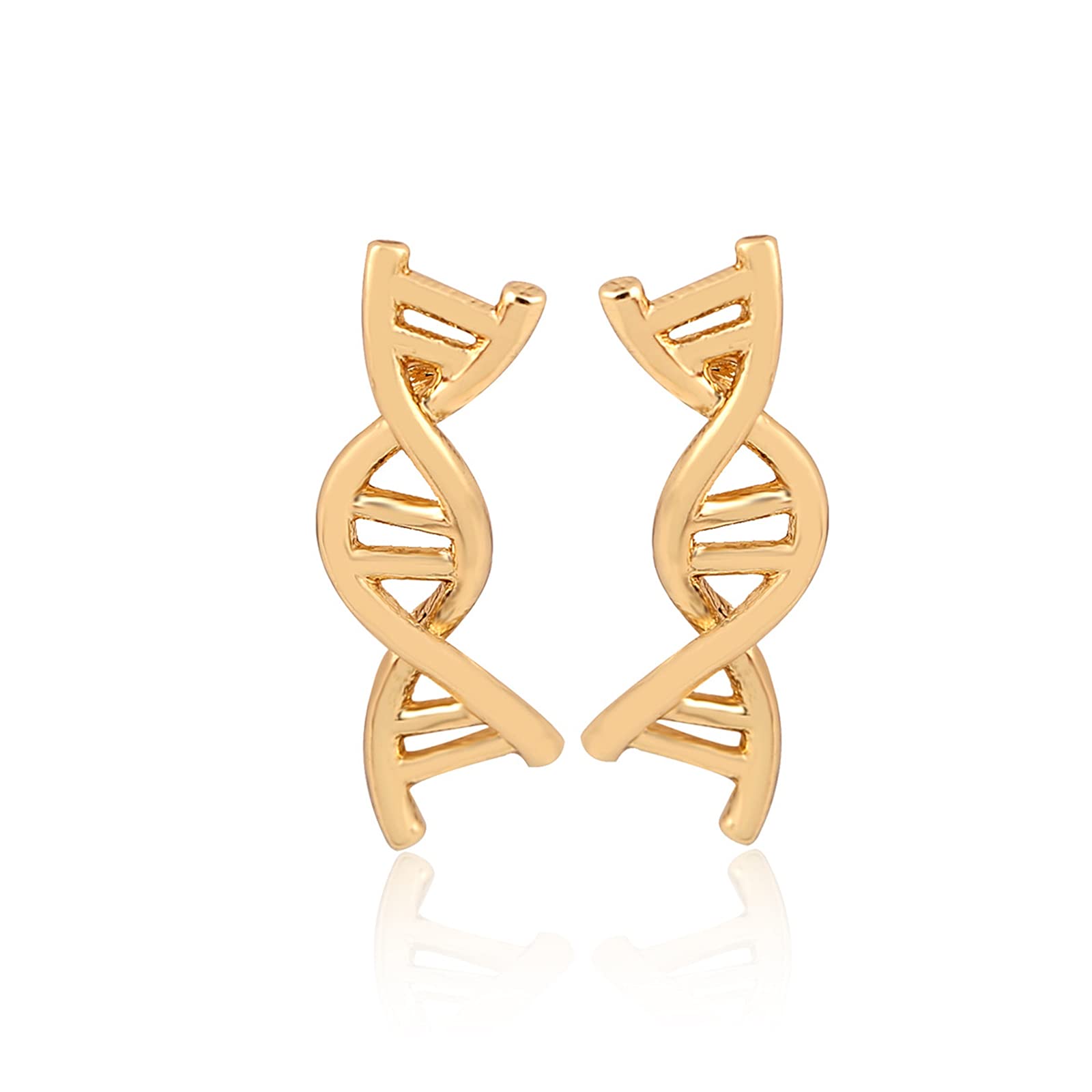 coadipress DNA Double DAN Helix Molecule Stud Earrings for Women Unique Silver Gold Biology Chemistry Microscope Science Themed Earrings Jewelry