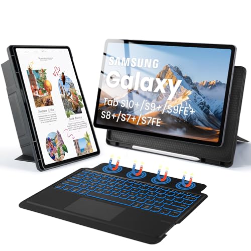 SOPPY Backlit Rotatable Keyboard Case with Trackpad Samsung...