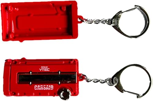 Miniatura 3 de Dohc Vtec Honda Turbo cubierta del motor llavero con llavero, Rojo -