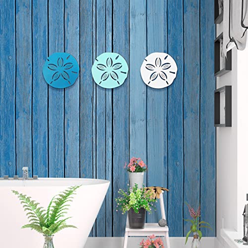 Jetec Sand Dollar Wall Decor 3 Pieces Beach Coastal Wall Art Wood Outdoor Ocean Sand Dollars Decor Art Teal Seafoam for Home Bathroom Decoration - Image 6