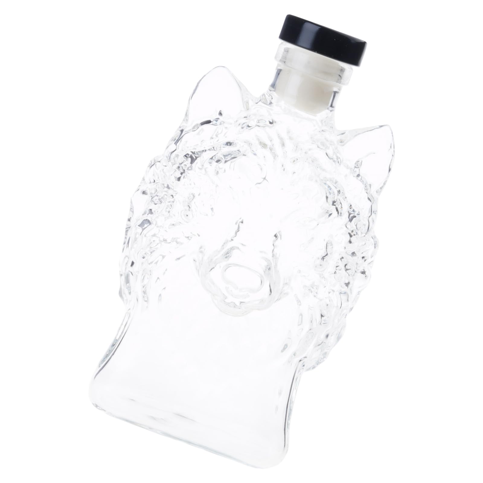 MALSSE Artistic Wolf Head Decanter High Borosilicate Glass Wine Bottle Bourbon Dispenser for Gift and Collectors Home Club Unique Animal Head Liquor Bottle