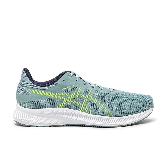 ASICS PATRIOT 13 Running Shoes for Men | Lightweight Jogging & Training Shoes | Celadon/Safety Yellow | Breathable Mesh Upper | EVA Midsole for Cushioning (CELADON /SAFETY YELLOW, UK Footwear Size System, Adult, Men, Numeric, Medium, 7) 4