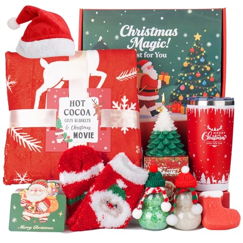 Cesta de regalo de spa de Navidad para mujer, cestas de Navidad para mujeres, regalos de Navidad para mujer, mamá, esposa, hermana, cestas de regalo de Navidad para mujer, paquete de regalo de