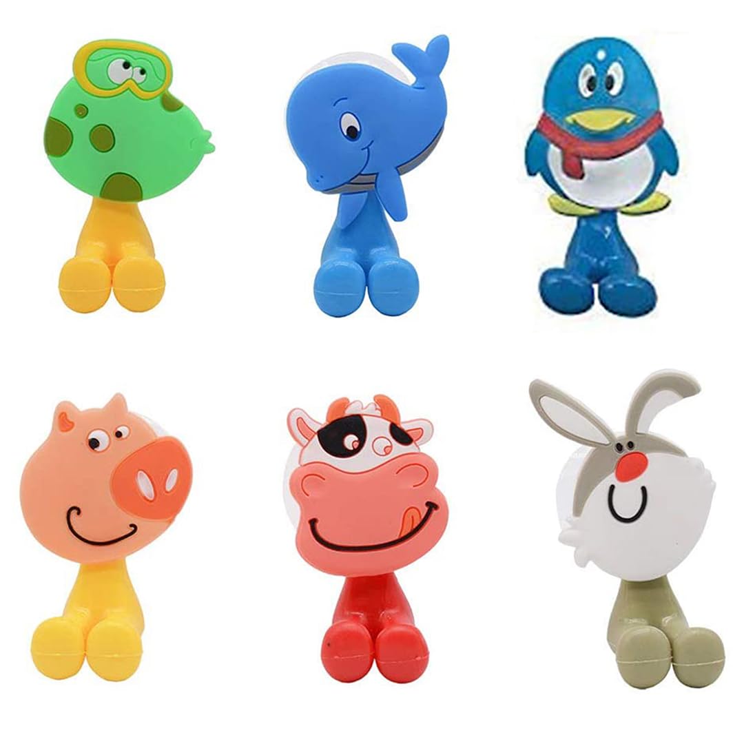 whatUneed Portaspazzolino per Bambini, Supporto per spazzolino a Muro con Ventosa Animale Carino (Confezione da 6 Pezzi
