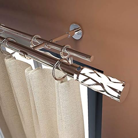 Gcurtain Curtain Rod Curtain Pole Double Rod Set Extendable Easy Install Heavy-Duty Mirror Designed Finial Diameter 1" - 1 1/8" (25-28 mm) - Branch White / 120"-160" (310-410cm) Cover