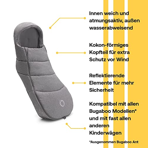 Bugaboo Ganzjahres Fußsack, unverzichtbares Kinderwagen-Zubehör für jede Jahreszeit, wasserdichter und atmungsaktiver Fußwärmer in Grey Mélange
