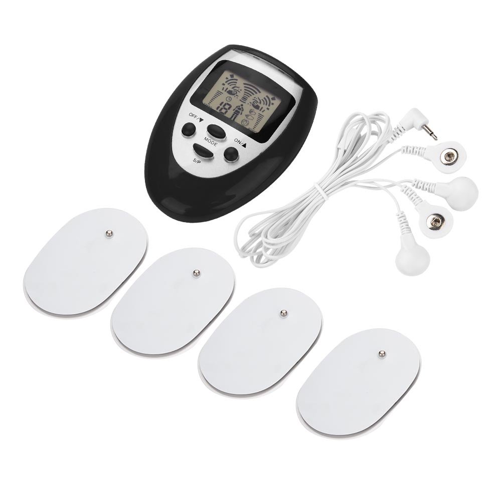 EMS/TENS electrical stimulation device, 5 modes, 8 intensity levels, nerve and muscle stimulator, fully digital electrical stimulation device for natural pain relief, electrostimulation device,(black)