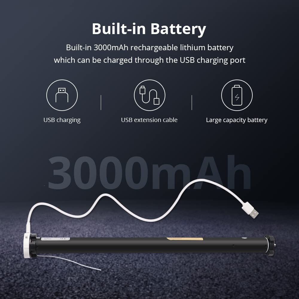 Motor de persiana enrollable inteligente WiFi recargable con batería integrada, funciona con Alexa y Google Home Voice/App Control, se adapta a tubos de 37 mm (control remoto de 1 vía + transpondedor