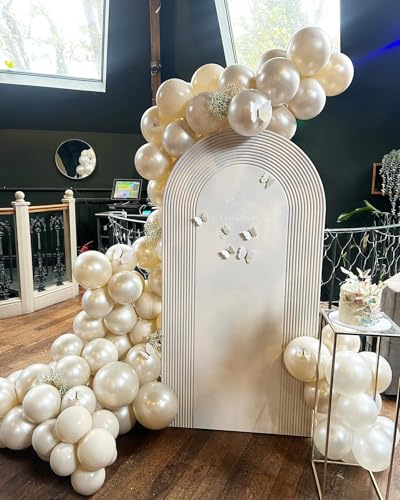 Image of 118Pcs Pearl Balloon Garland Arch Kit - Wedding Party Decorations with Pearl White Sand Double Stuffed Pearl Ivory Balloons for Engagement Bridal Shower Birthday Baby Shower Party Decorations