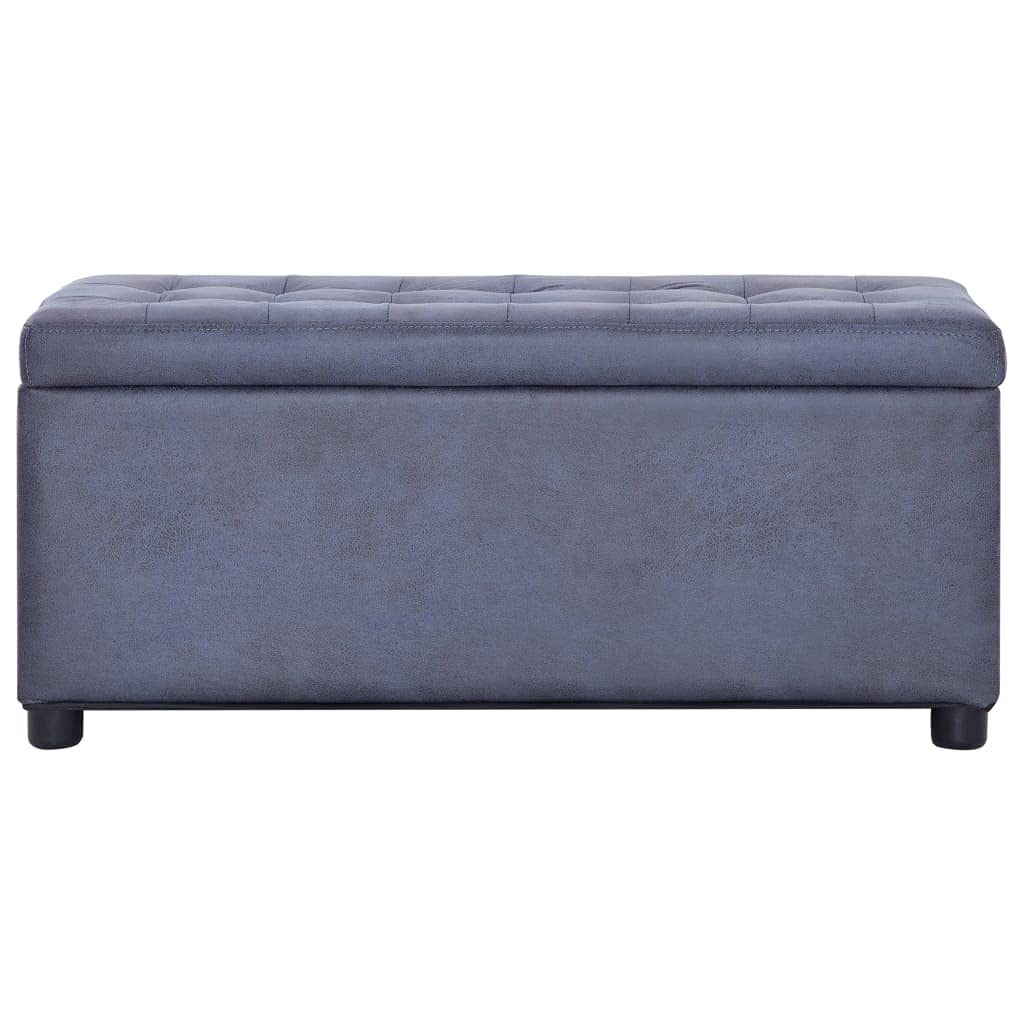 Tabouret de rangement gris en aspect daim 87.5 cm pour salon et entree