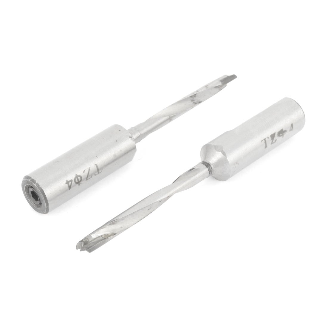 Aexit 2PCS Silver Drill Bits Tone Woodworking Carbide Tipped Brad Point Straight Shank Boring Drill Bit Tool 4mm Boring Bits x 68mm